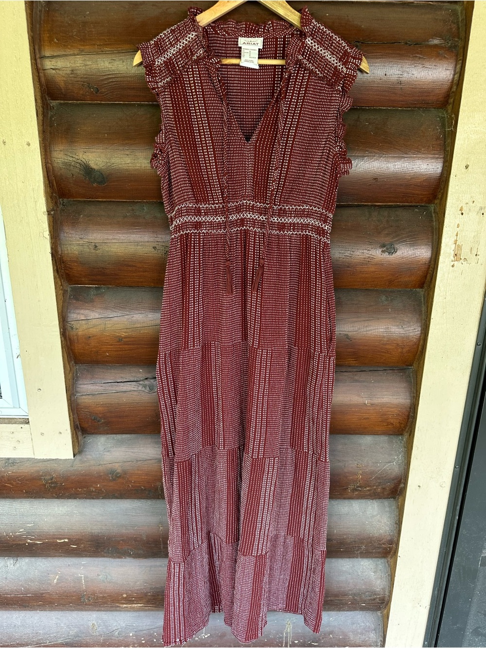 Ariat Women's Wine-Red Patterned Sleeveless Maxi Dress Sunset State of Mind